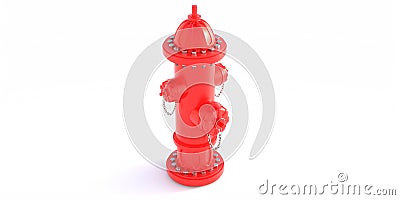Fire hydrant red color isolated on white background. 3d illustration Cartoon Illustration