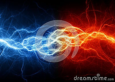 Fire and ice lightning Stock Photo