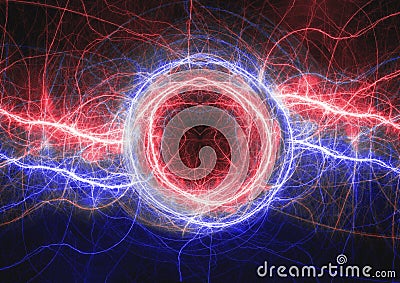 Fire and ice swirling plasma lighrning Stock Photo