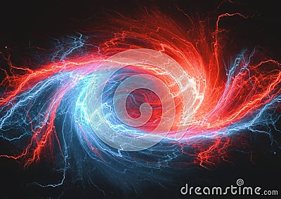 Fire and ice swirling plasma lighrning Stock Photo