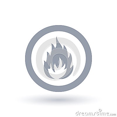 Fire icon in circle. Hot flame symbol. Vector Illustration