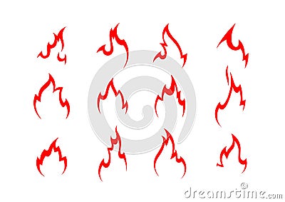 Fire icon red color. Symbol or emblem. vector Vector Illustration