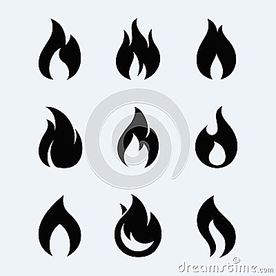 Fire icon vector set Vector Illustration