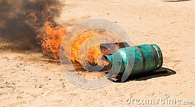 Fire When inverted gas tank Stock Photo