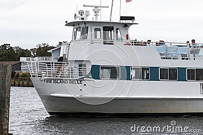 Fire Island Belle ferry boat returning to Bay Shore Editorial Stock Photo