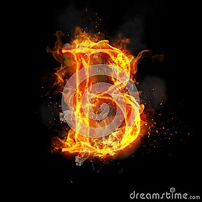 Fire letter B of burning flame light Stock Photo