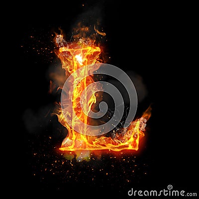 Fire letter L of burning flame light Stock Photo