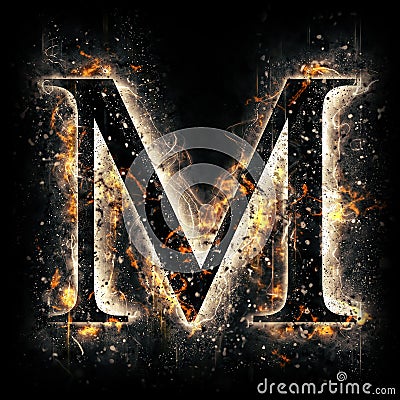 Fire letter M Stock Photo