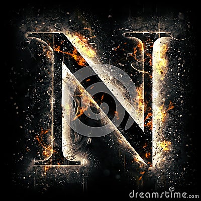 Fire letter N Stock Photo