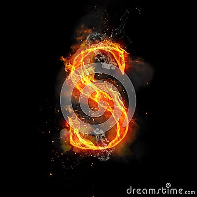 Fire letter S of burning flame light Stock Photo