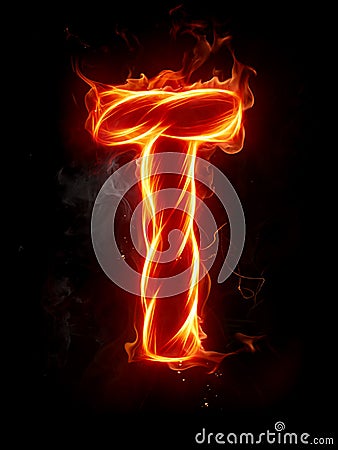 Fire Letter T Stock Photography - Image: 7197702