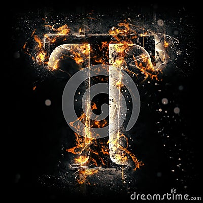 Fire letter T Stock Photo