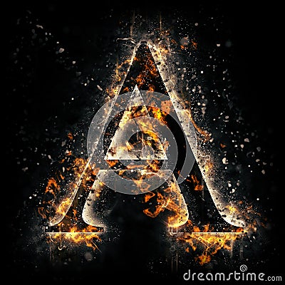 Fire letter A. Stock Photo