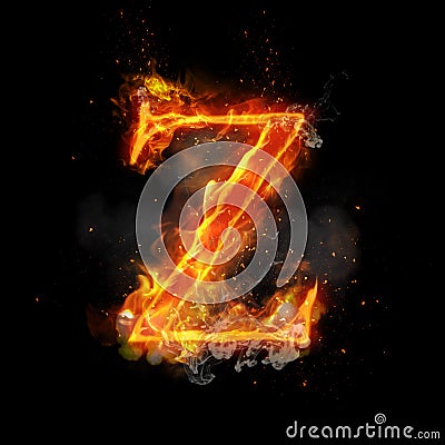 Fire letter Z of burning flame light Stock Photo