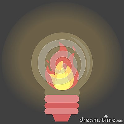 fire in the light bulb vector Vector Illustration