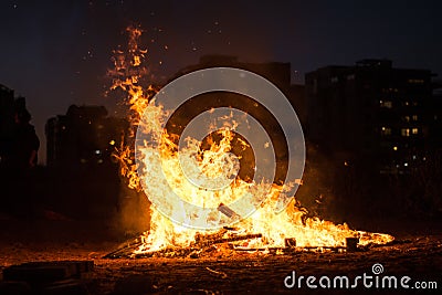 Fire line on black background Stock Photo