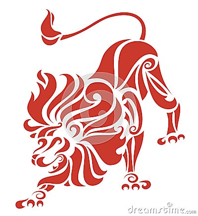 Fire lion vector illustration Vector Illustration