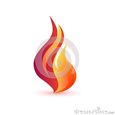 Fire logo design. Colorful flame icon. Bright burning flame or bonfire Vector Illustration