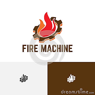 Fire Machine Gear Flame Factory Industry Logo Vector Illustration