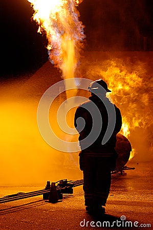 Fire and man Stock Photo