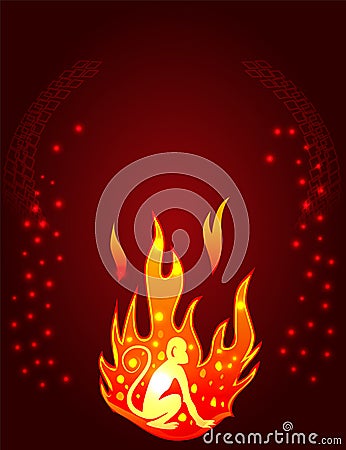 Fire Monkey silhouette Vector Illustration