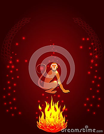 Fire Monkey silhouette Vector Illustration