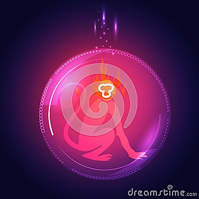 Fire monkey in sphere Vector Illustration