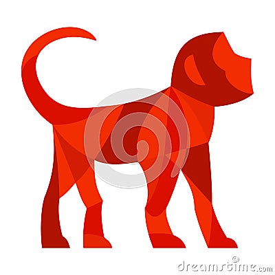 Fire Monkey. Vector polygon illustration for greeting card, poster, web, icon. Isolated on white Vector Illustration