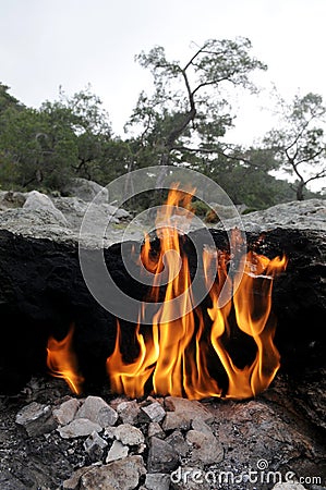 Fire on Mount Chimera Stock Photo