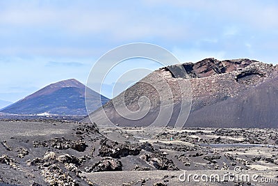 Fire Mountains, Lanzarote, Canary Islands, Spain Stock Photo