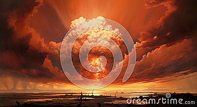 fire mushroom of nuclear explosion, atomic war and apocalypse concept Stock Photo