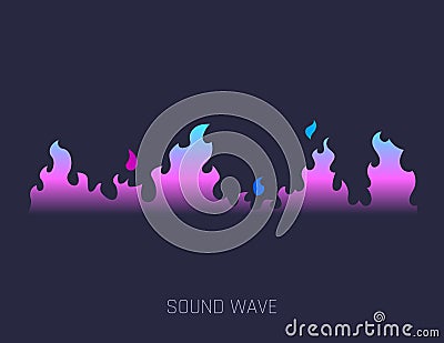 Fire music sound waves. Concept musical bar. Audio digital equalizer technology, console panel, musical pulse. Dynamic Vector Illustration
