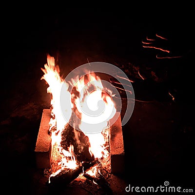 Fire in the night Stock Photo