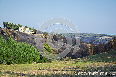 Fire in North-east Attica, Greece Editorial Stock Photo