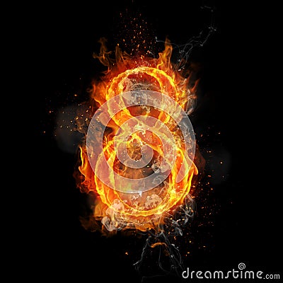 Fire number 8 eight of burning flame Stock Photo