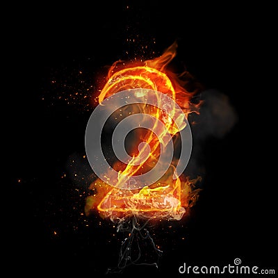 Fire number 2 two of burning flame Stock Photo