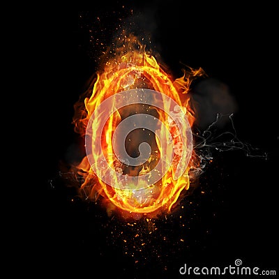 Fire number 0 zero of burning flame Stock Photo