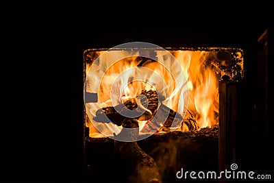 Fire place Yule log Stock Photo