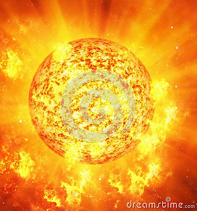 Fire planet on heat space backgrounds Stock Photo