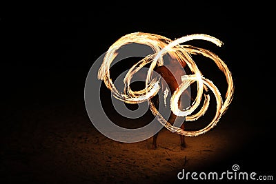 Fire play on the beach Editorial Stock Photo