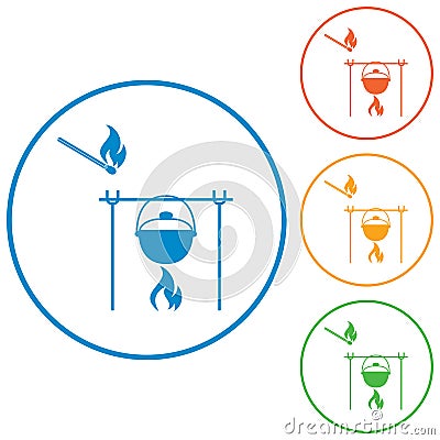 Fire and pot icon Vector Illustration
