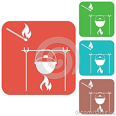 Fire and pot icon Vector Illustration