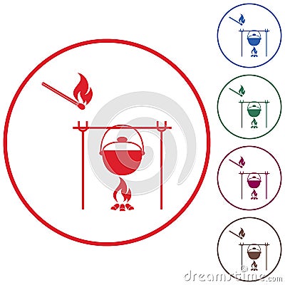 Fire and pot icon Vector Illustration