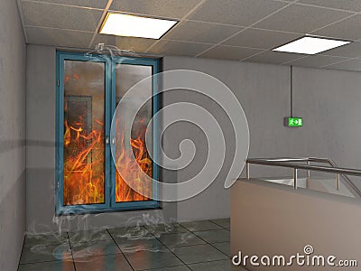 Fire prevention window, 3D Illustration Stock Photo