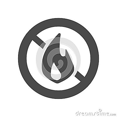 Fire prohibition hazard risk sign icon and stop flame ignition risk warning notice area pictogram vector flat cartoon Vector Illustration