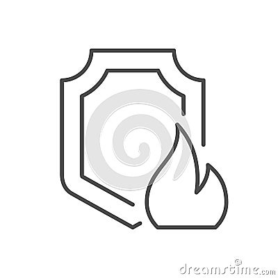 Fire resistant material line icon Vector Illustration