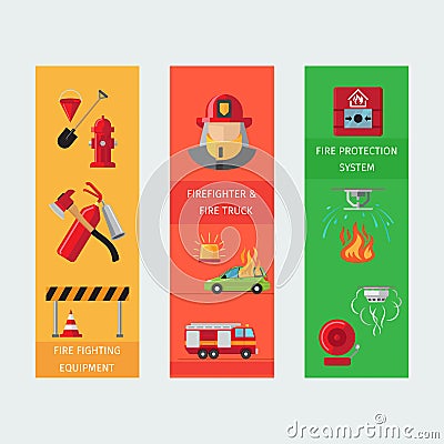 Fire risk vertical flyers Vector Illustration