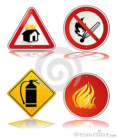 Fire safety sign Stock Photo