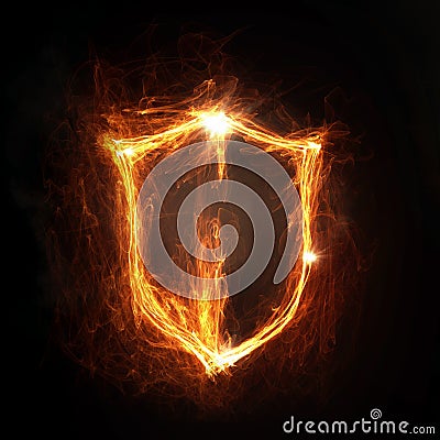 Fire shield icon Stock Photo
