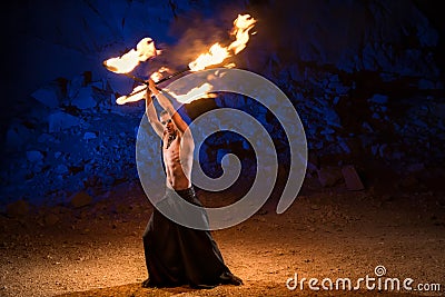 Fire show performance Stock Photo